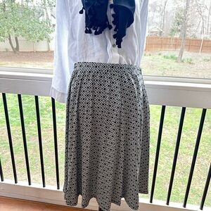 Black & White Geometric Circle Skirt - Flared Skater Style